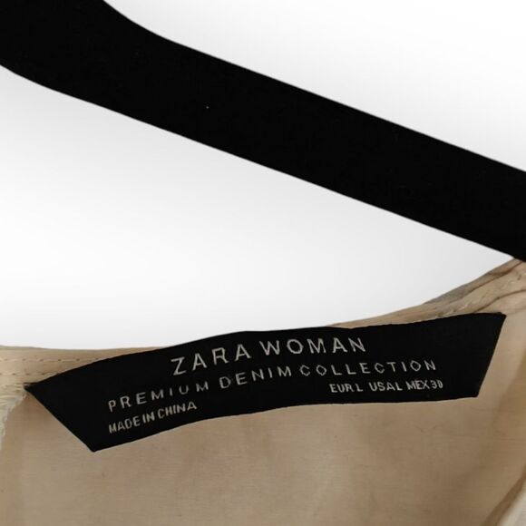 Zara Premium Embroidered Parrots Red and Cream Resort Mini Dress Crew Neck Sz L - Picture 5 of 10